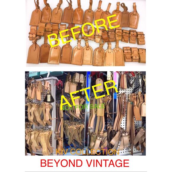 Louis Vuitton Name Tag Small Beige Restored Vintage Tags AUTHENTIC! - Picture 7 of 8